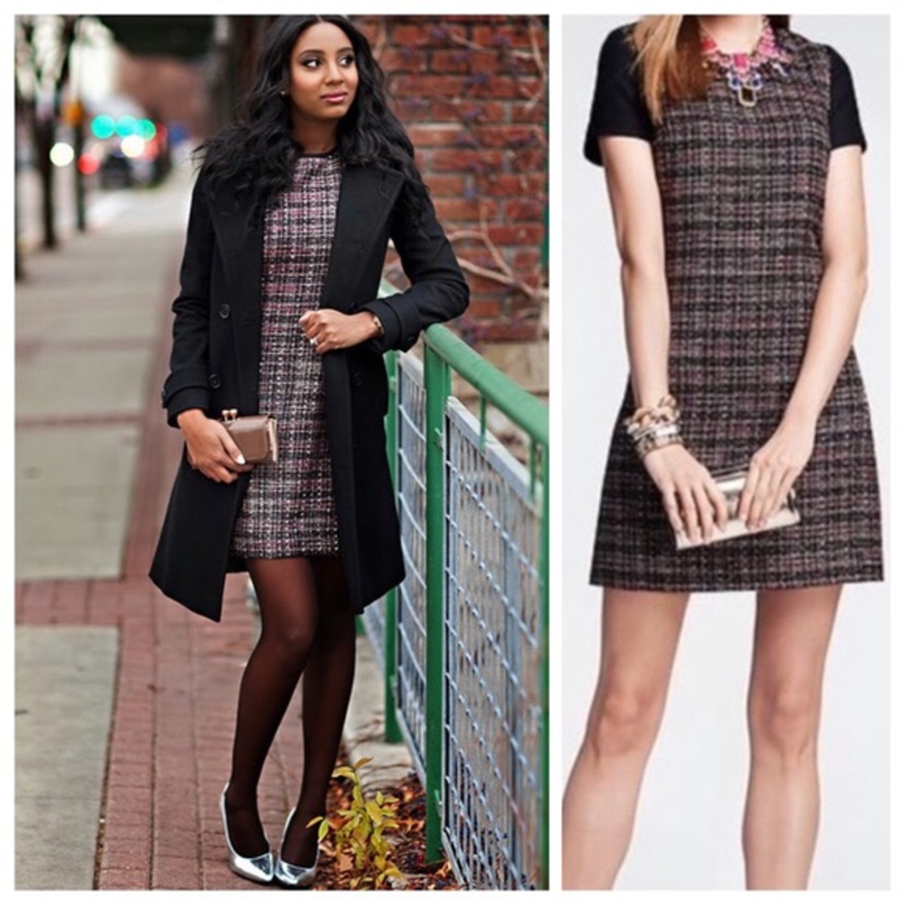 Banana Republic tweed pink and silver dress